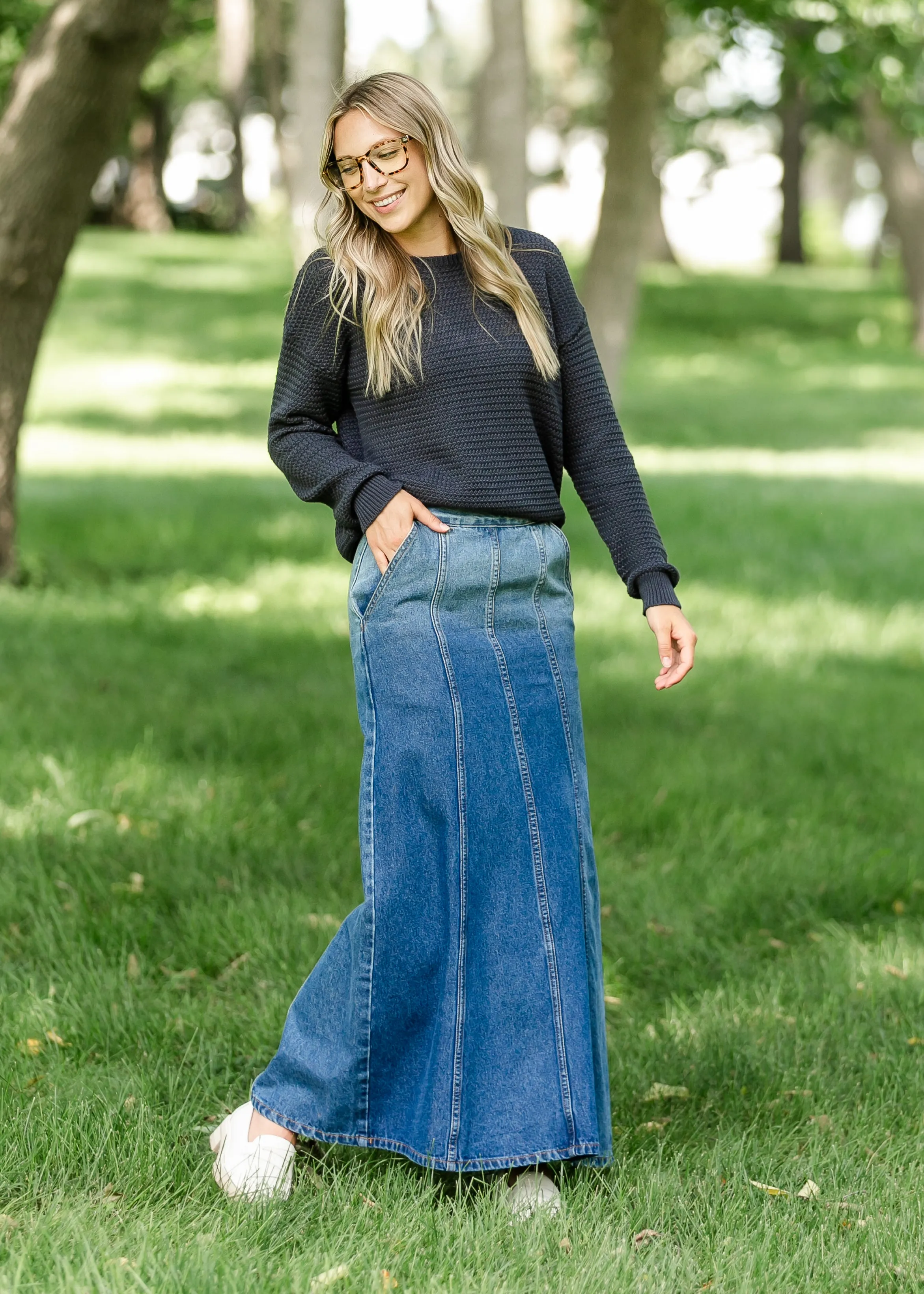 Holly Paneled Denim Maxi Skirt - FINAL SALE