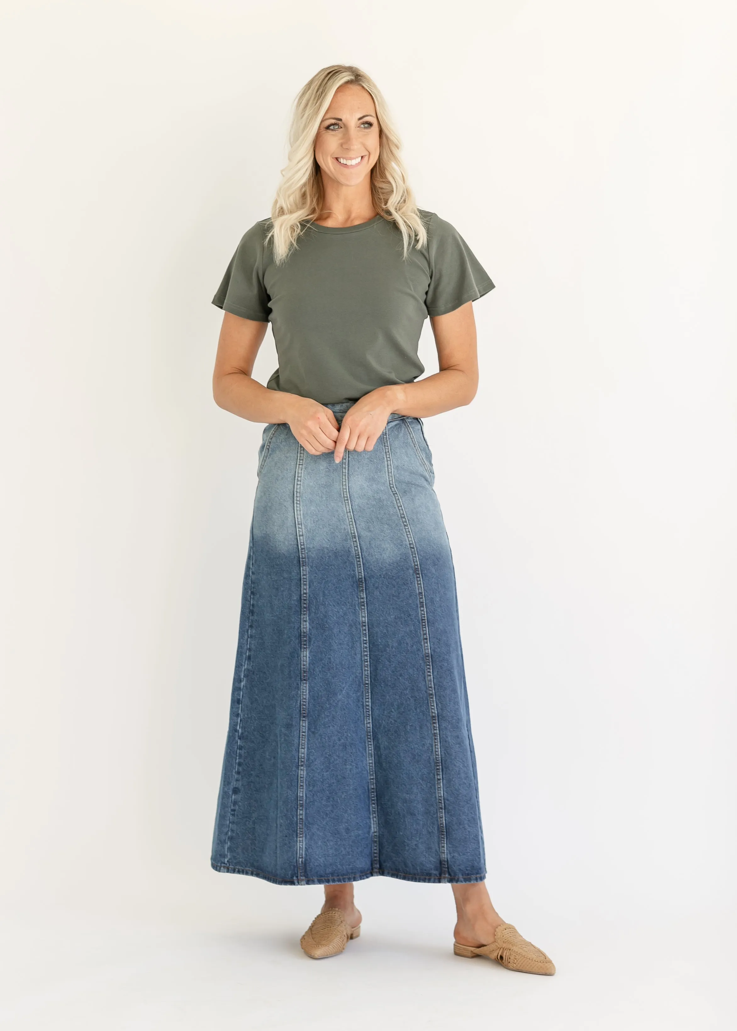 Holly Paneled Denim Maxi Skirt - FINAL SALE