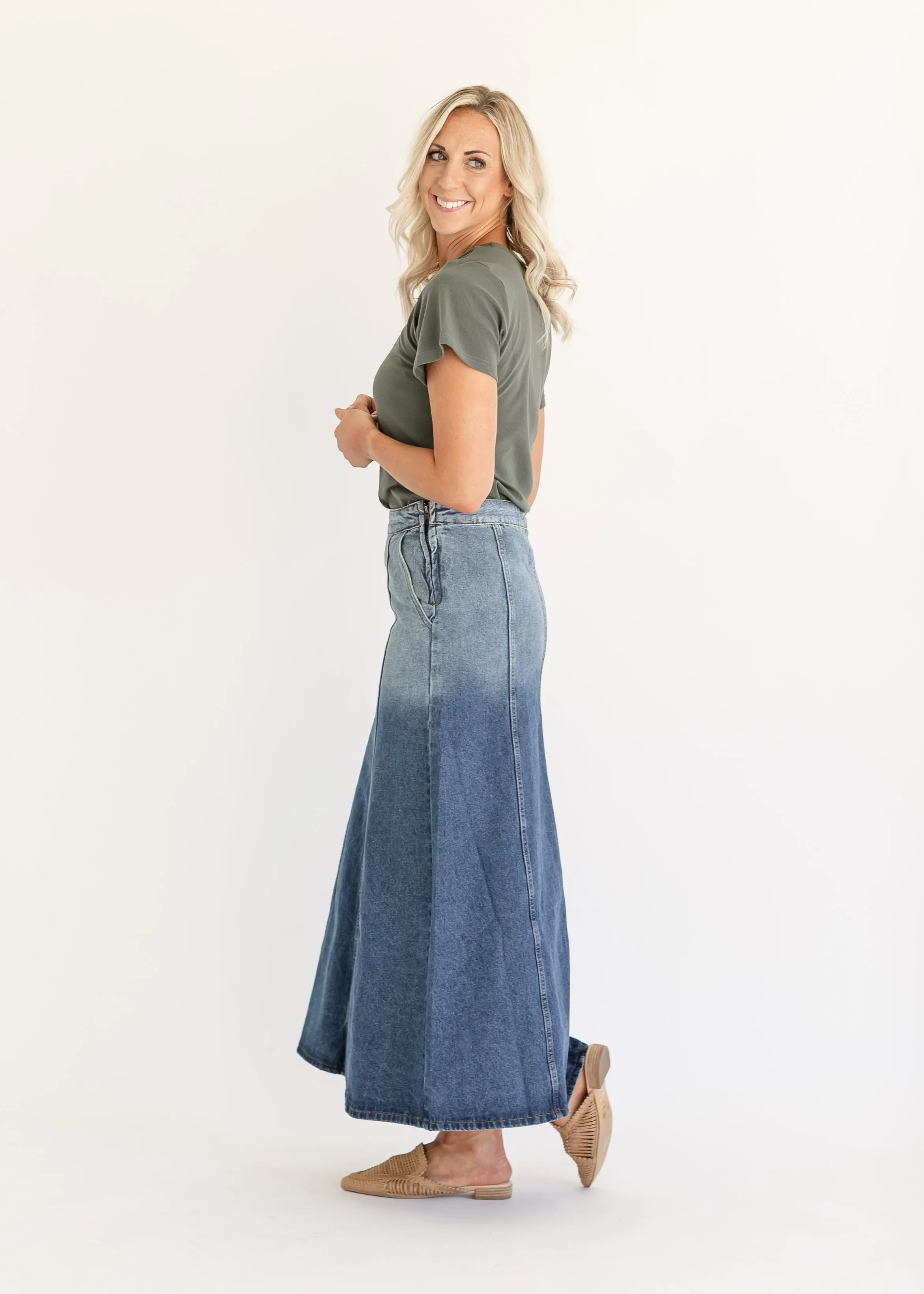 Holly Paneled Denim Maxi Skirt - FINAL SALE