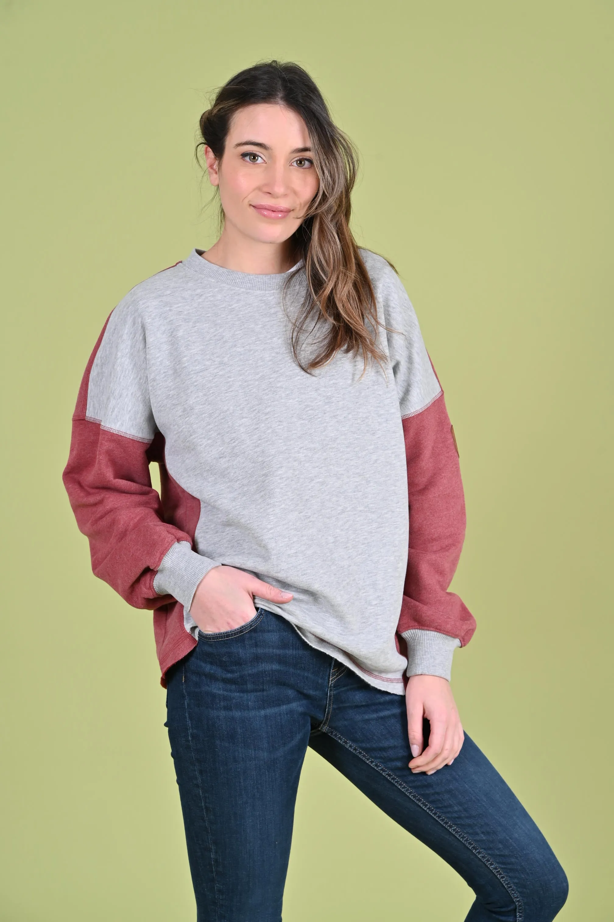 Honor Raw Hem Sweatshirt Light Heather Grey