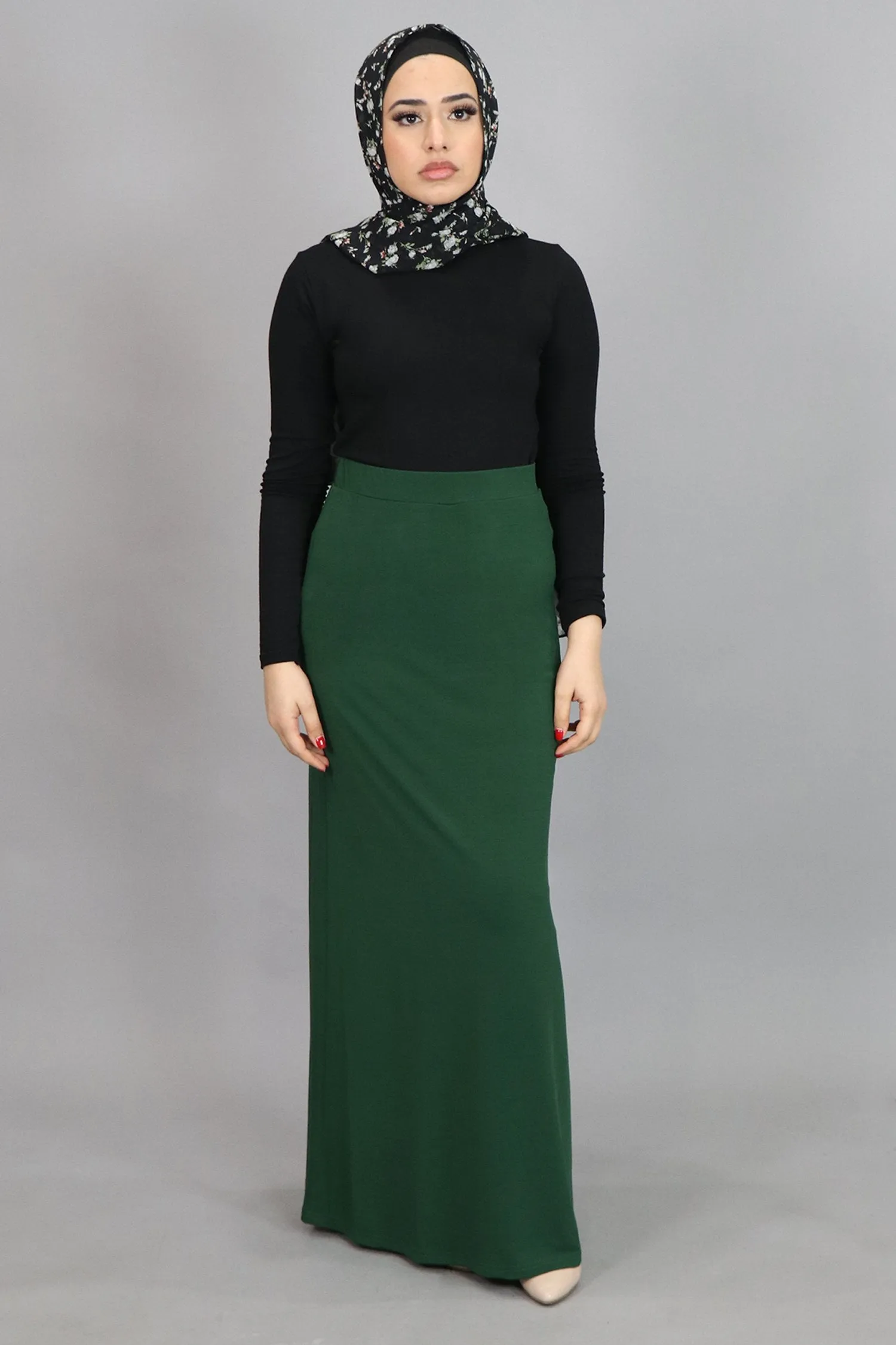 Hunter Green Spandex Maxi Skirt