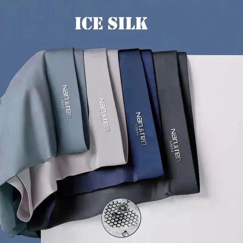 Ice Silk Men's Boxer Shorts: Cool Breathable Underwear Set - Wholesale Lot