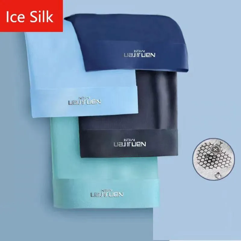 Ice Silk Men's Boxer Shorts: Cool Breathable Underwear Set - Wholesale Lot