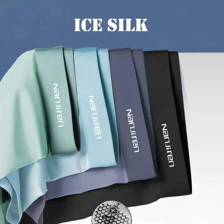 Ice Silk Men's Boxer Shorts: Cool Breathable Underwear Set - Wholesale Lot