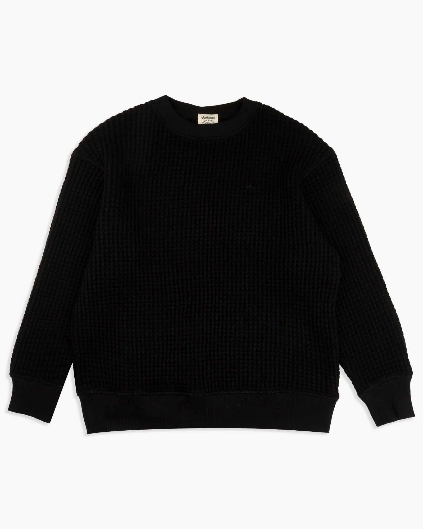 Jackman Waffle Crewneck Sweater - Black