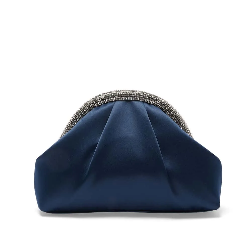 Jane Clutch in Navy Satin