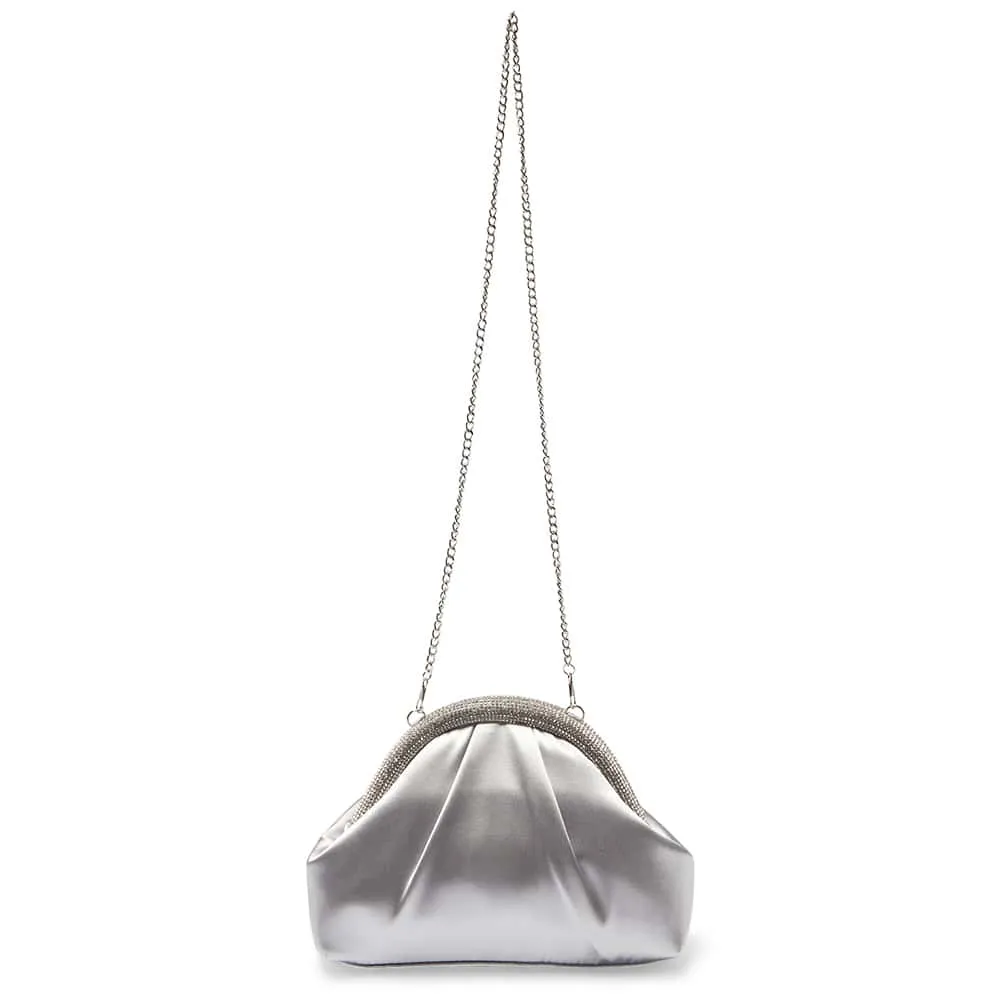 Jane Clutch in Silver Satin