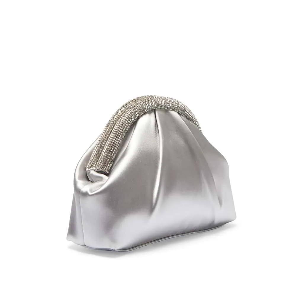 Jane Clutch in Silver Satin