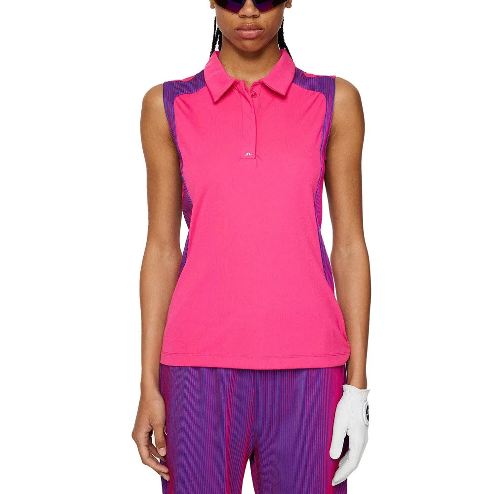 J.Lindeberg Women's Betsy Sleeveless Golf Polo Shirt - Pink Peacock