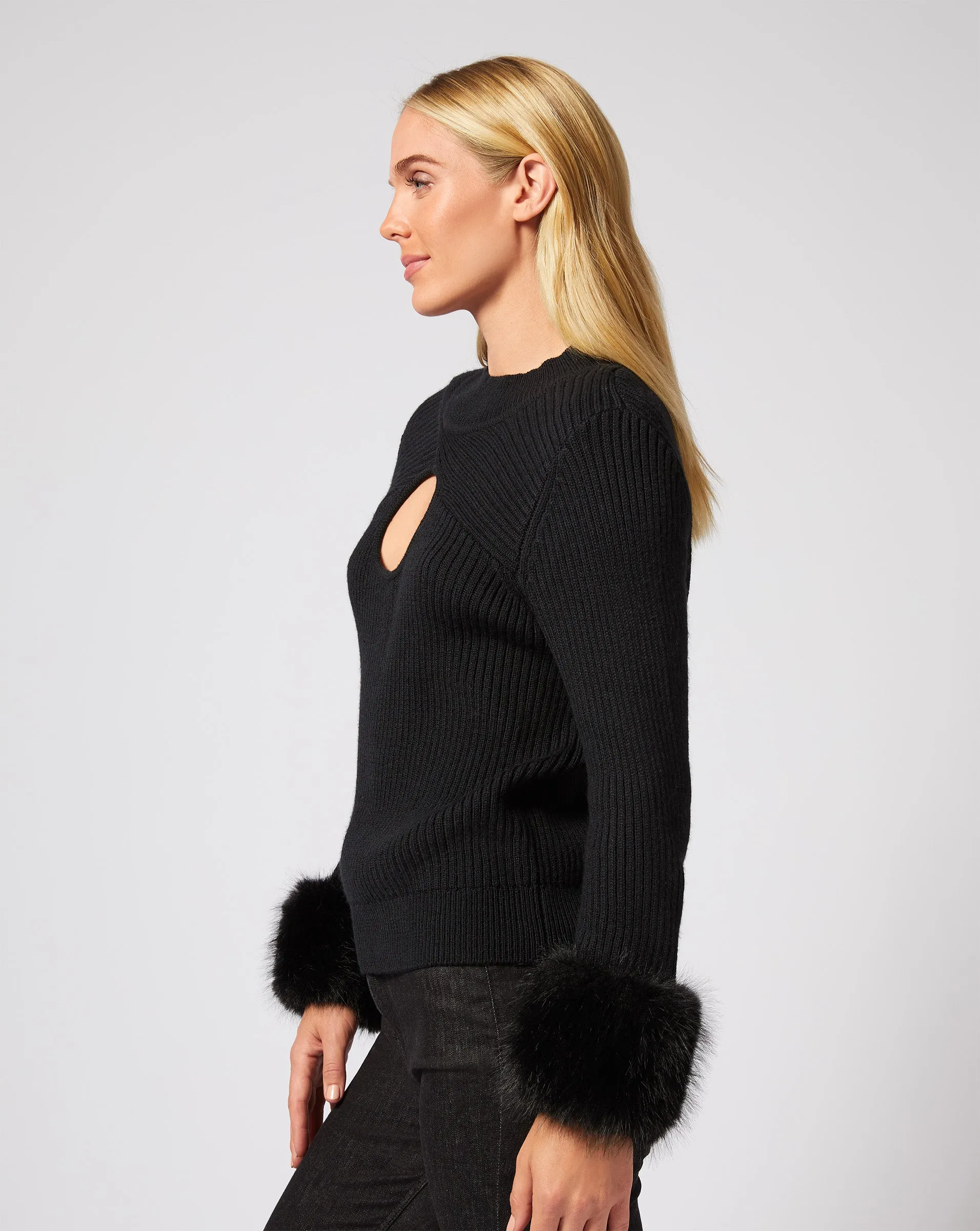 Keyhole Wool Turtleneck Sweater