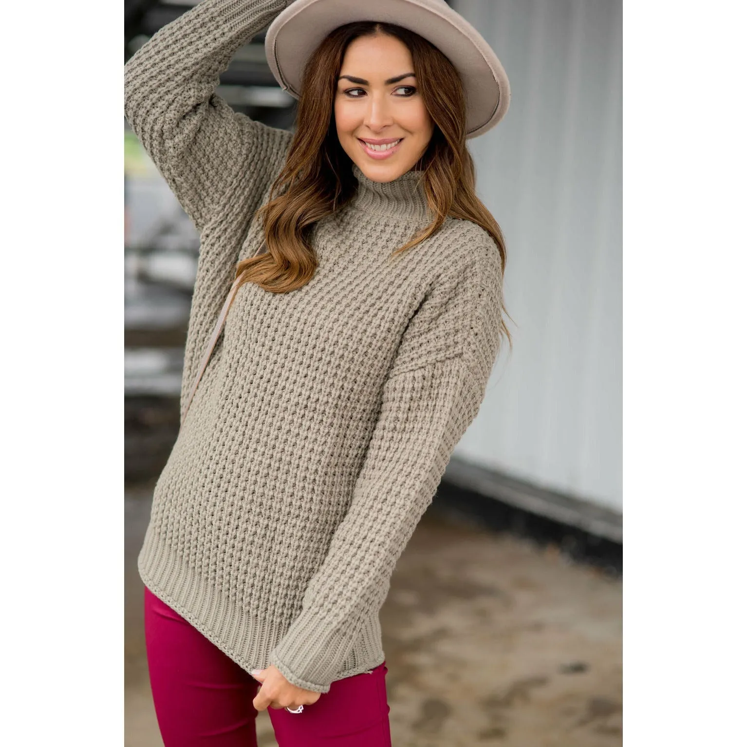 Knit Trimmed Turtleneck