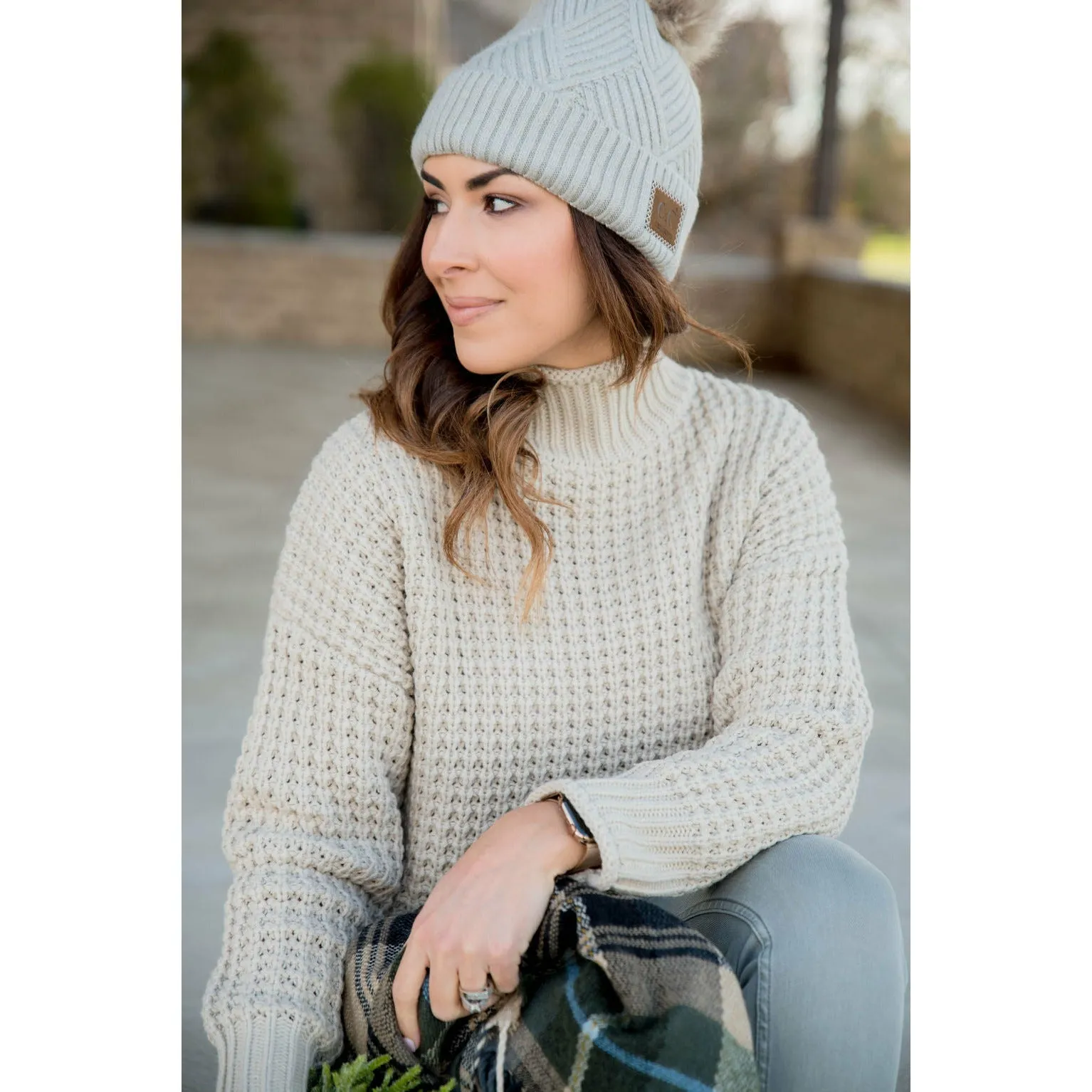 Knit Trimmed Turtleneck