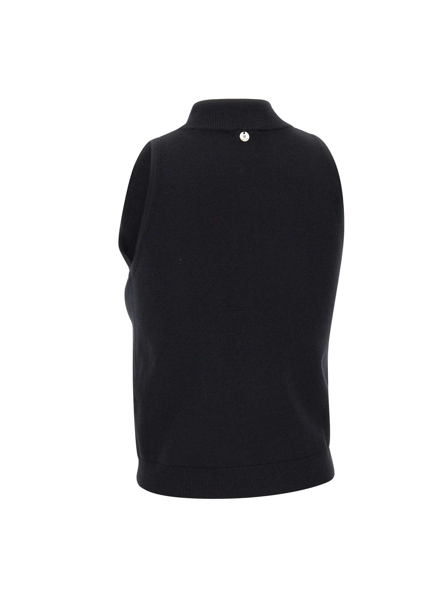 Knitted Black Ruffle Top with High Neck