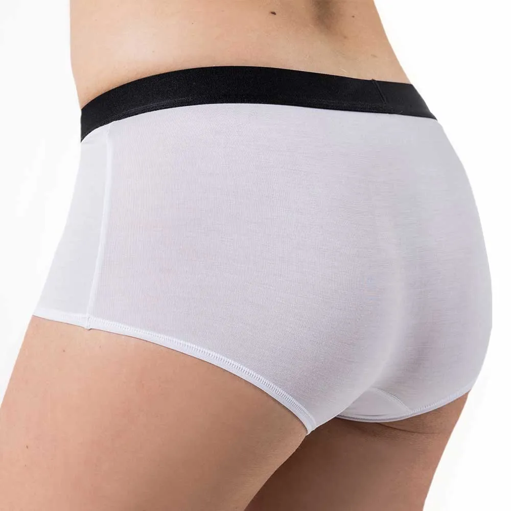 Ladies Bamboo Boxer Boy Shorts White