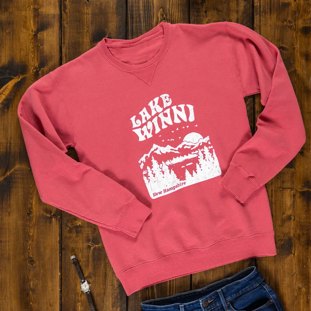 Lake Winni Crewneck- Crimson