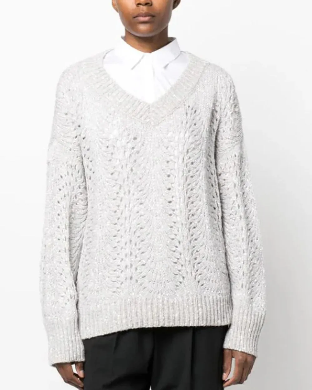 Light Grey Cashmere Paillette Sweater