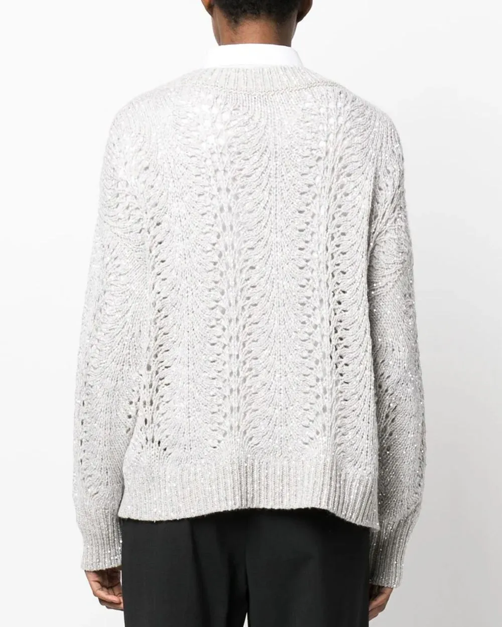 Light Grey Cashmere Paillette Sweater