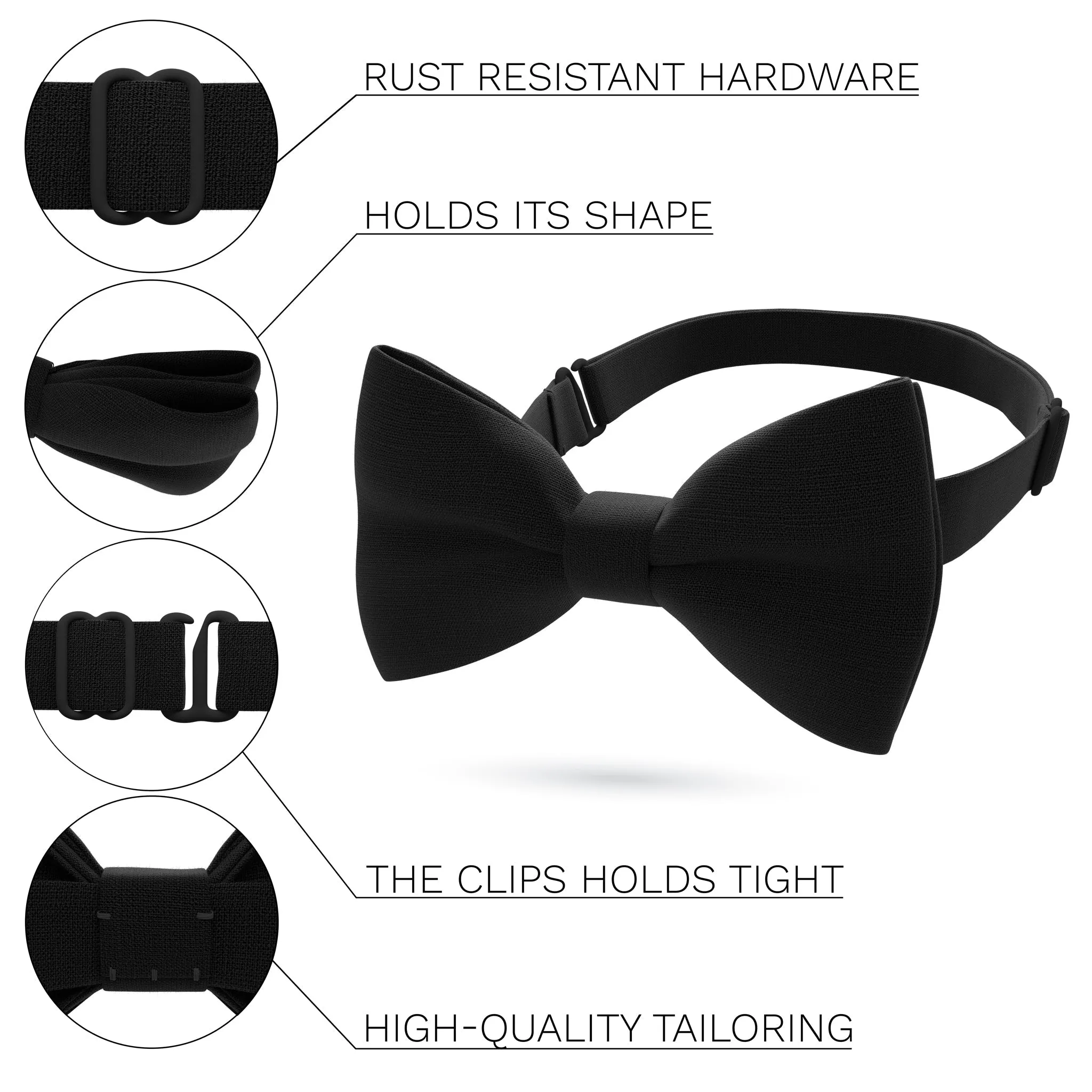 Linen Black Bow Tie