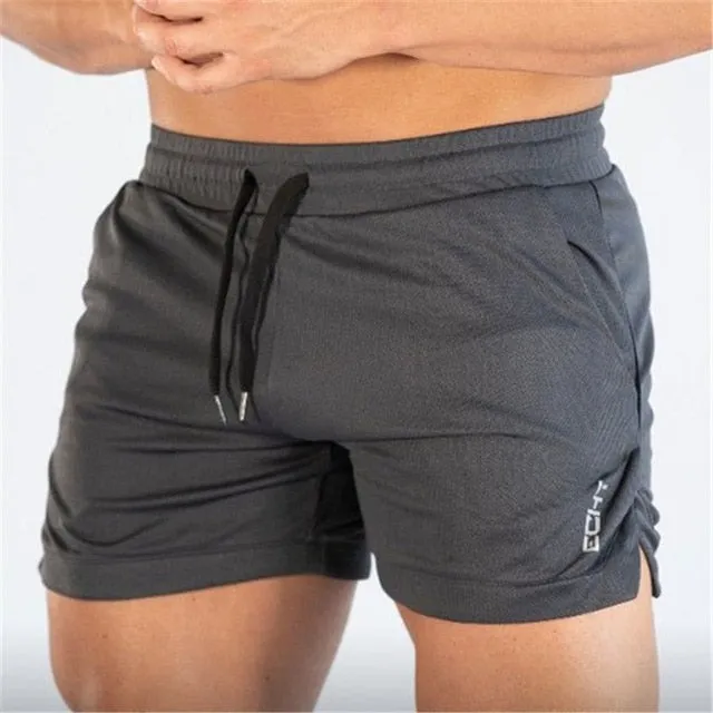 Male Fitness Bodybuilding brand shorts Mesh Breathable Quick-drying