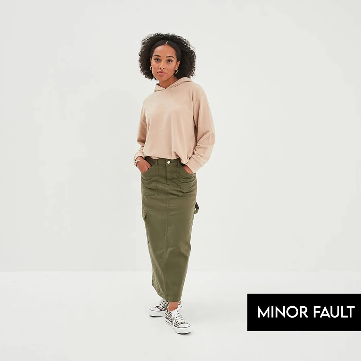 (Minor Fault) Green Cargo Midi Skirt