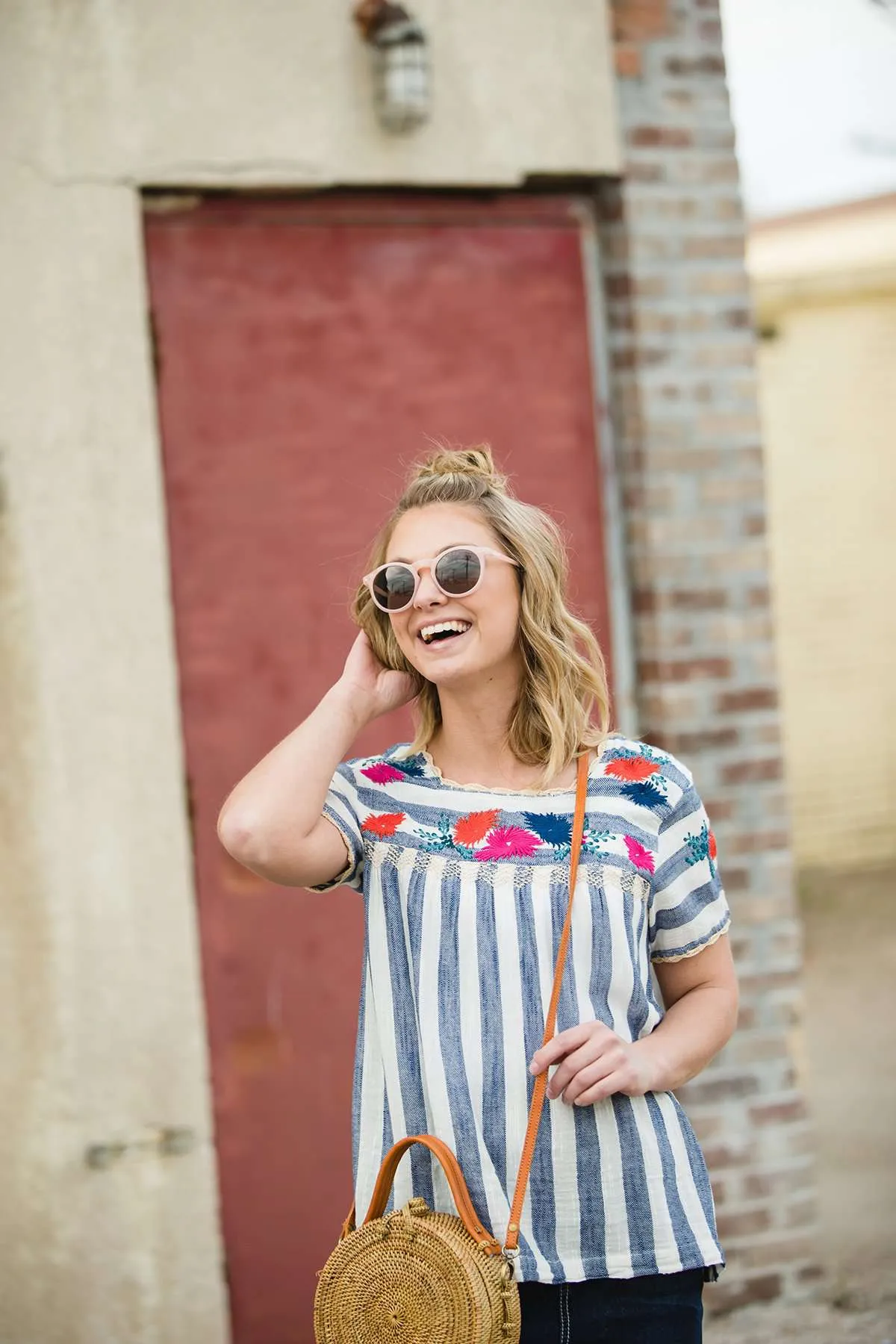 Nautical Striped Floral Top