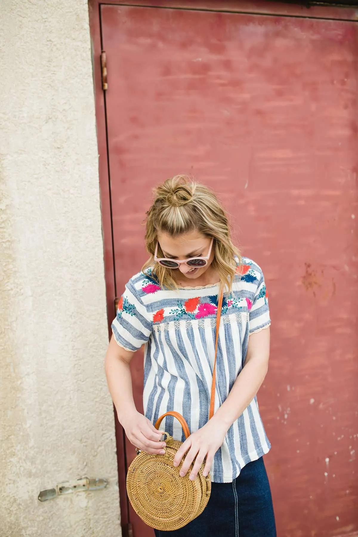 Nautical Striped Floral Top