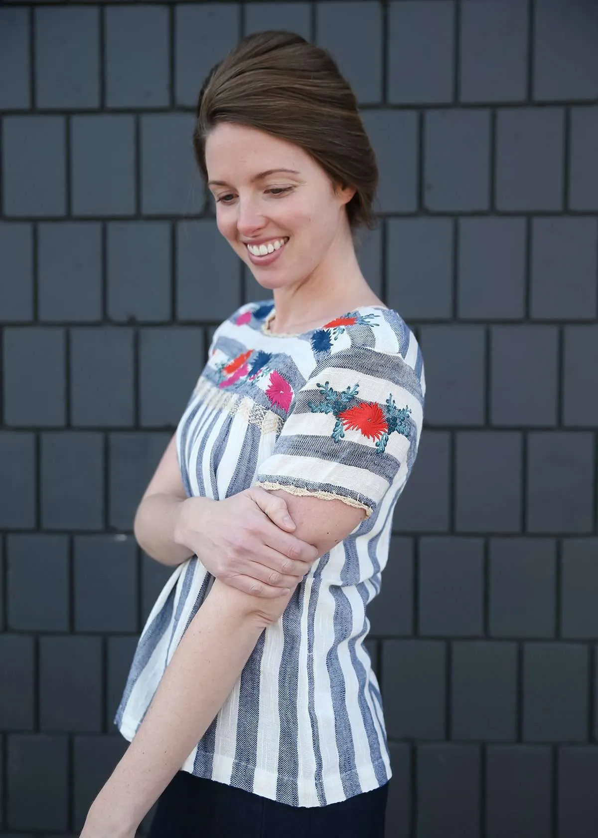 Nautical Striped Floral Top