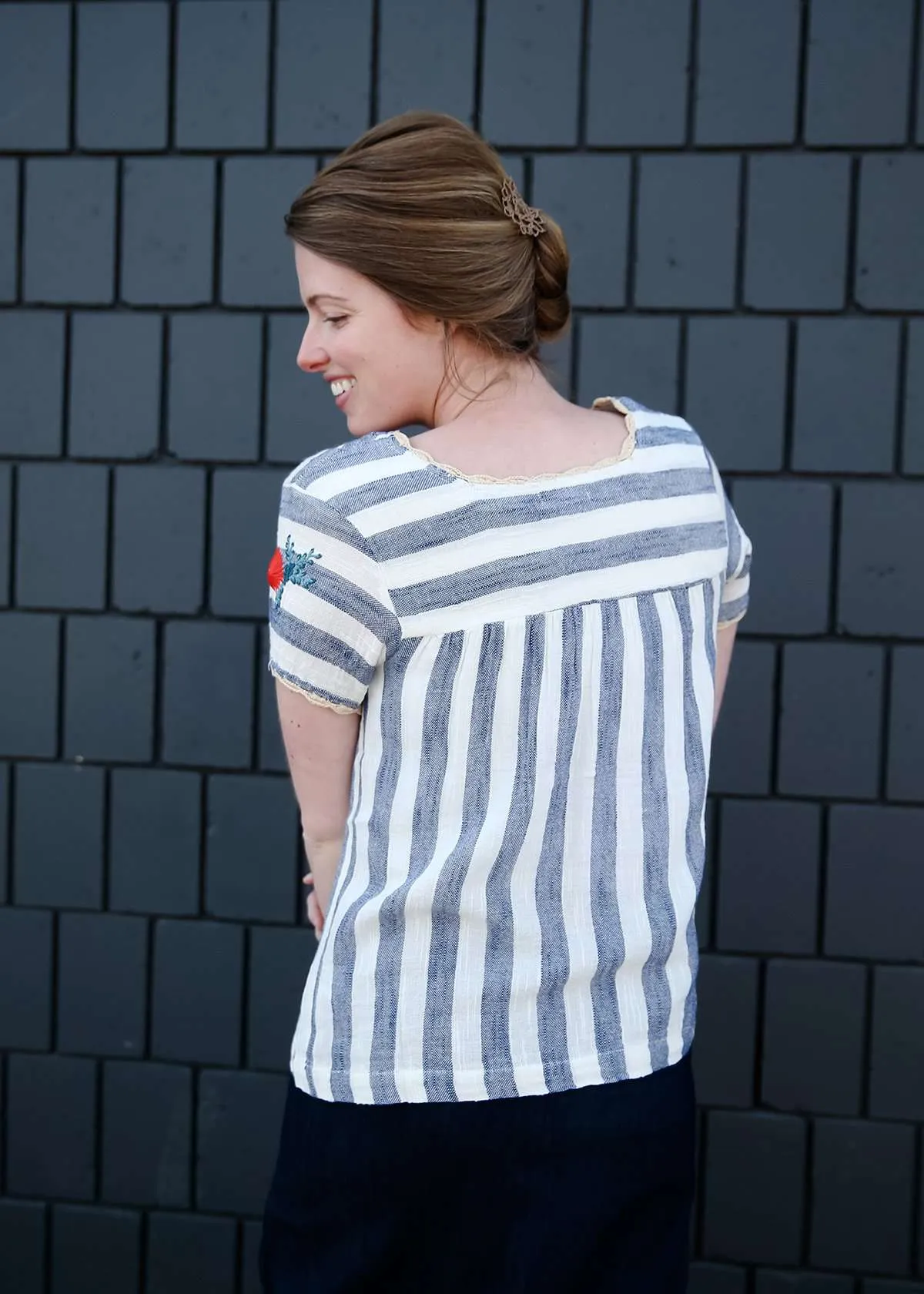 Nautical Striped Floral Top