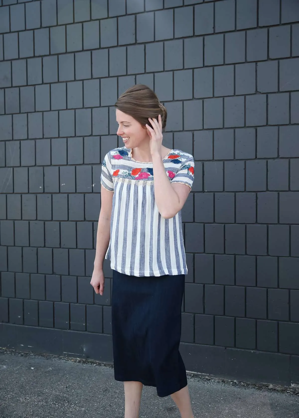 Nautical Striped Floral Top