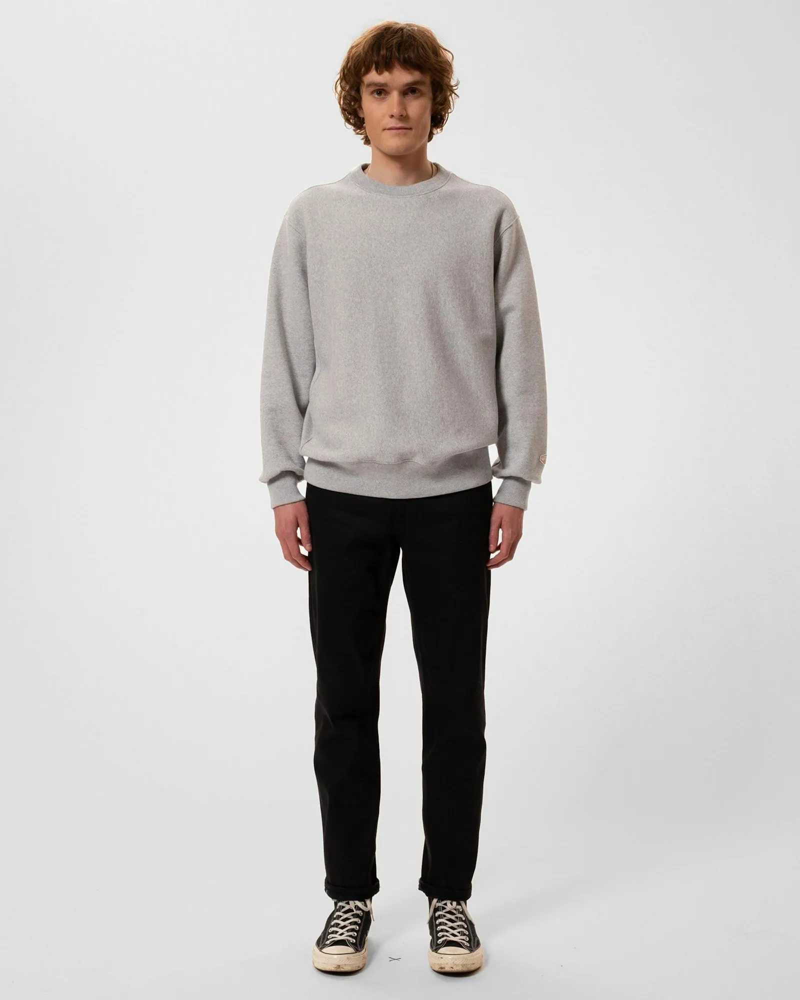 Nudie Jeans Hasse Crew Neck Sweat - Grey Melange