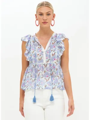 Oliphant Flirty Tie Top - Blue Lucia