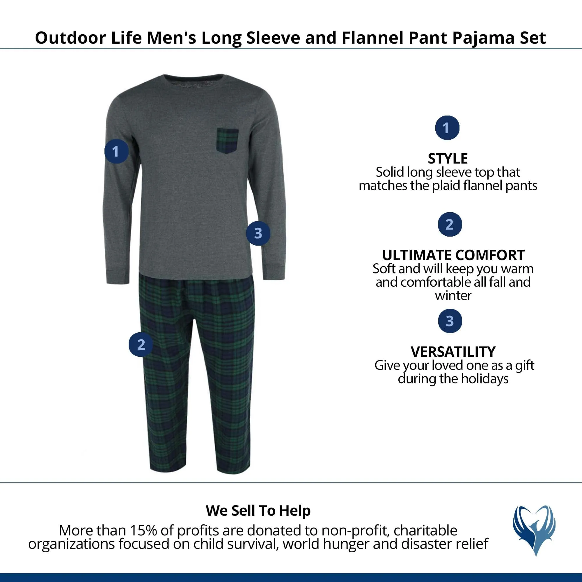 Outdoor Life Men's Long Sleeve and Flannel Pant Pajama Set