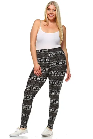 Plus Size Multi Print High Waist Holiday Fashion Leggings