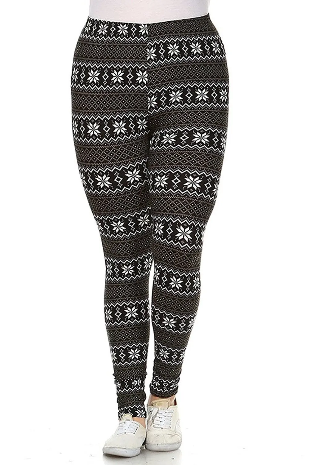 Plus Size Multi Print High Waist Holiday Fashion Leggings