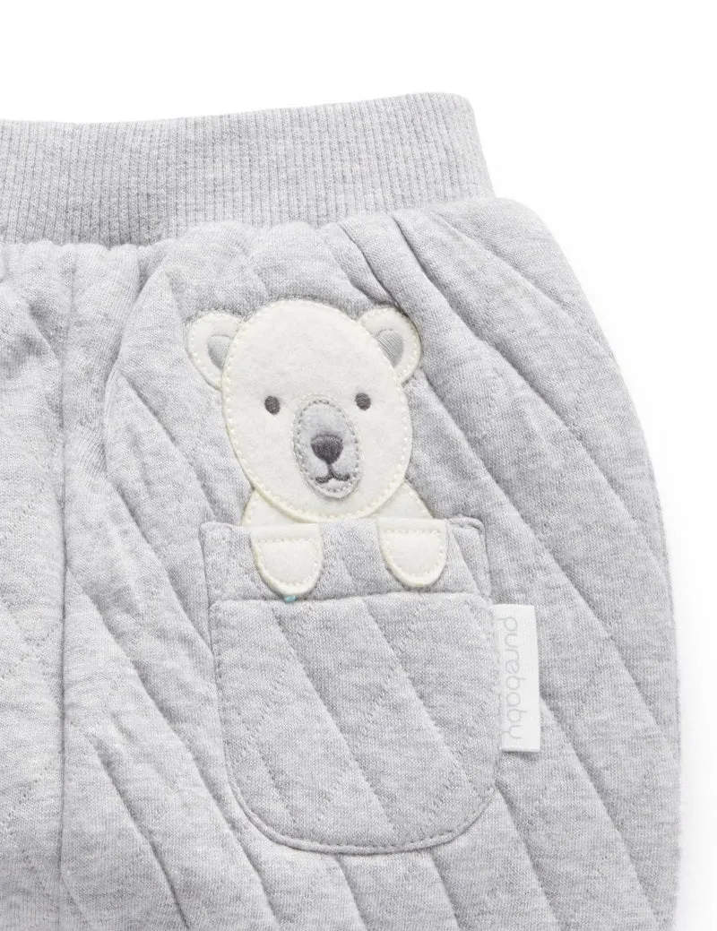 Purebaby Quilted Slouchy Track Pants - Grey Melange