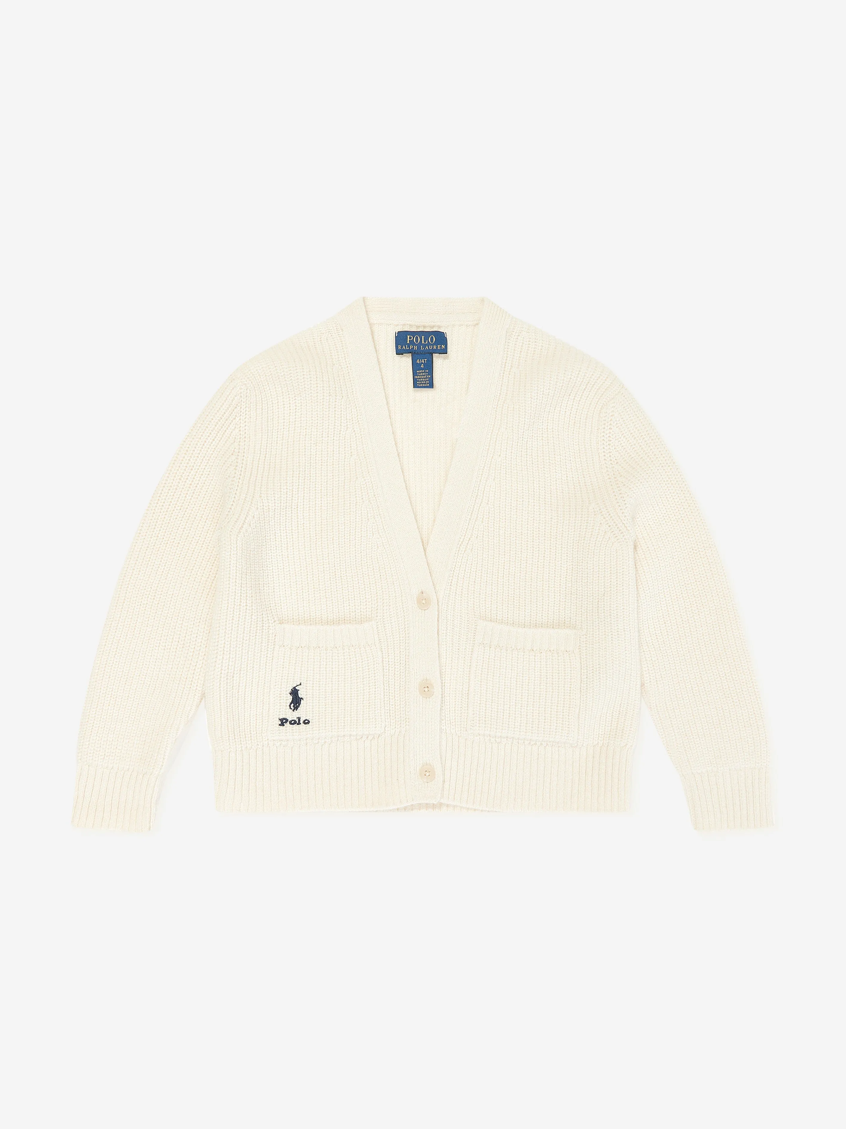 Ralph Lauren Girls Wool and Cashmere Cardigan in Ivory