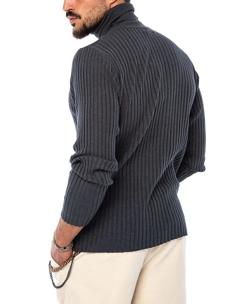 ROBERT ROLLNECK SWEATER IN DARK GREY