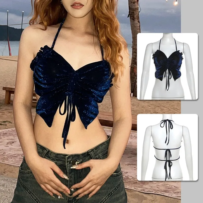 Sexy Butterfly Camisole with Sweet and Spicy Jazz Design (blue)