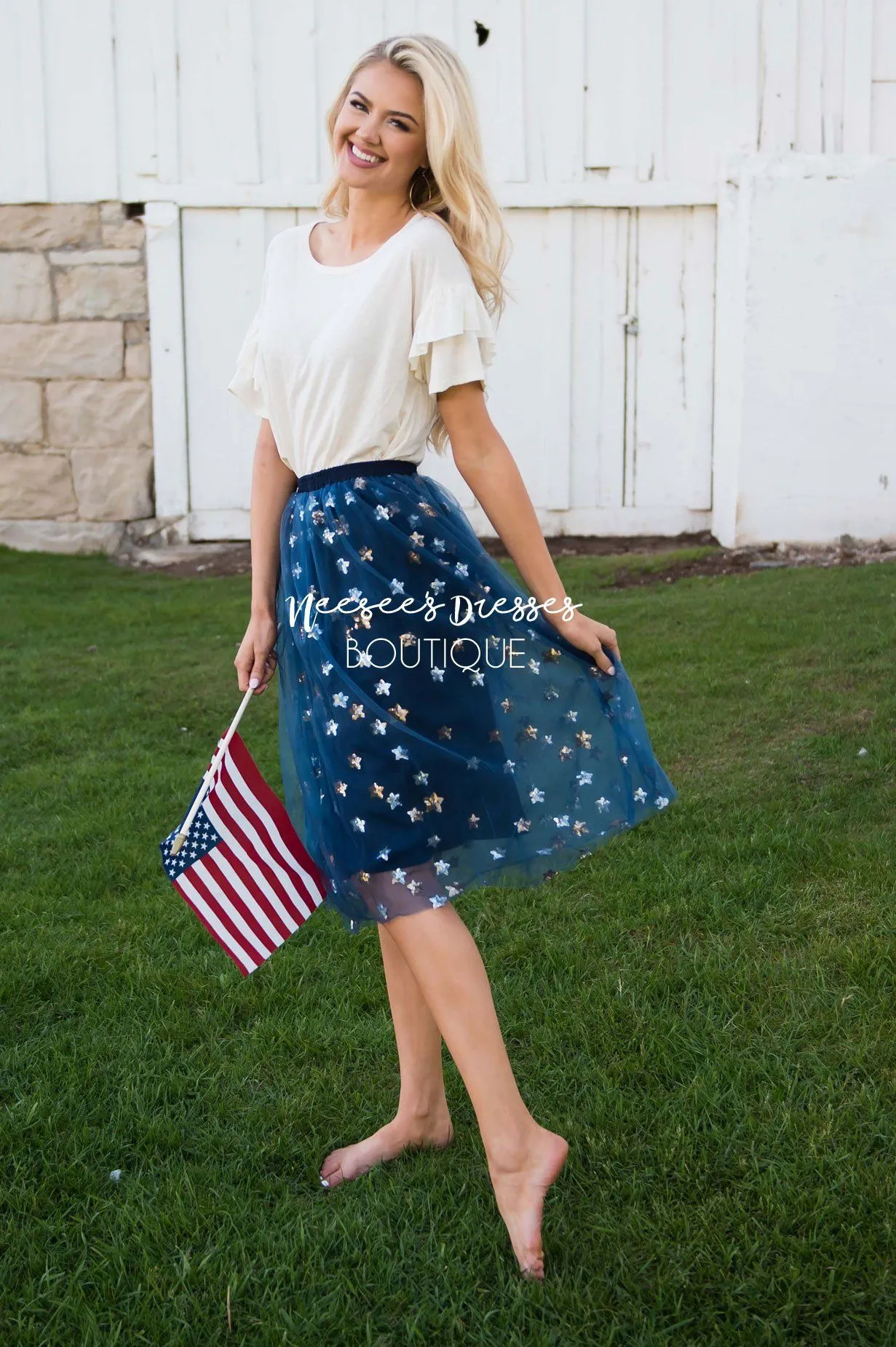 Shine Bright Sequin Star Tulle Skirt