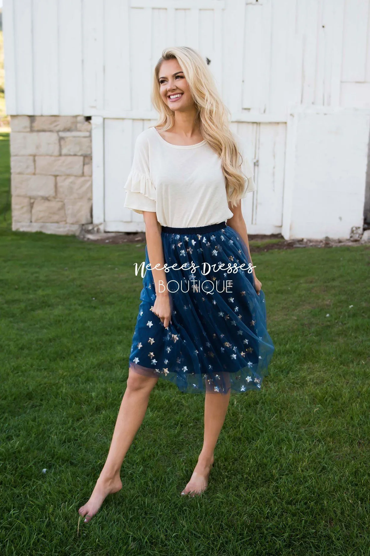 Shine Bright Sequin Star Tulle Skirt