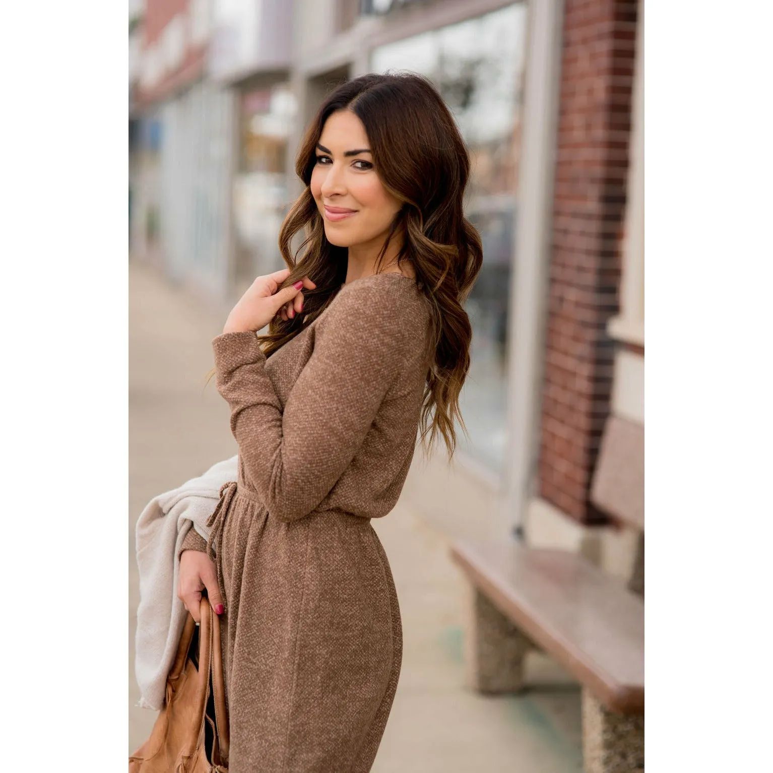 Simple Tie Sweater Dress