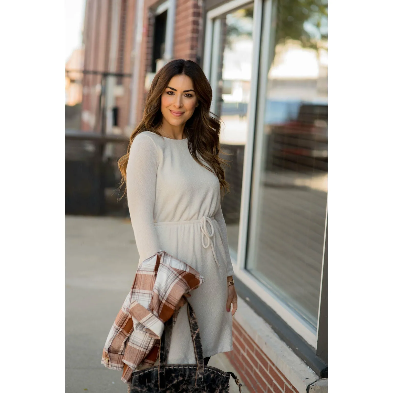 Simple Tie Sweater Dress