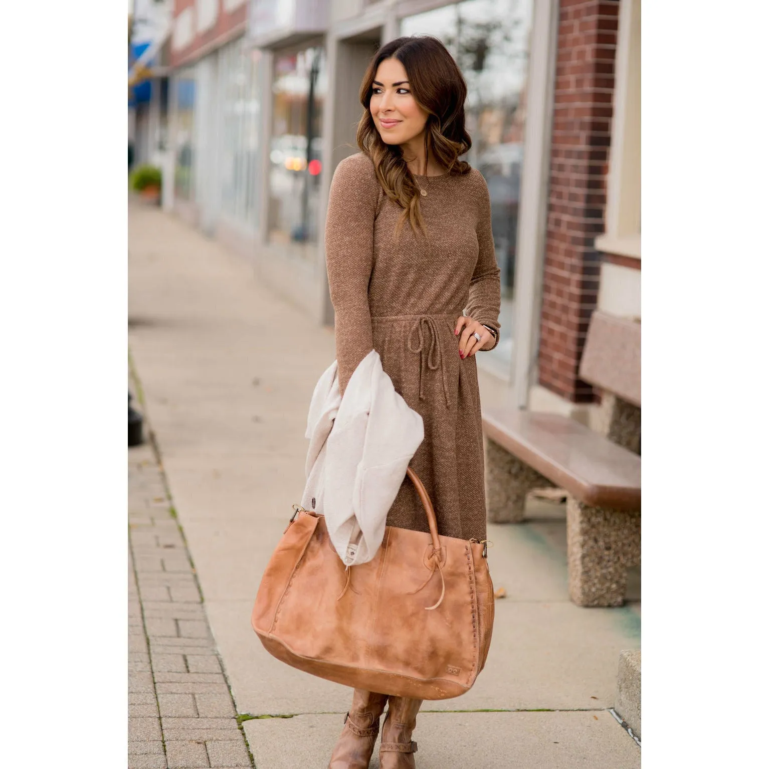 Simple Tie Sweater Dress