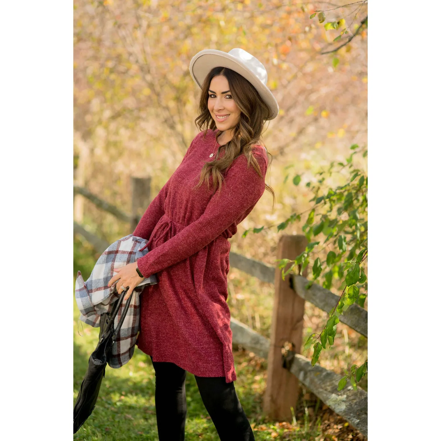 Simple Tie Sweater Dress