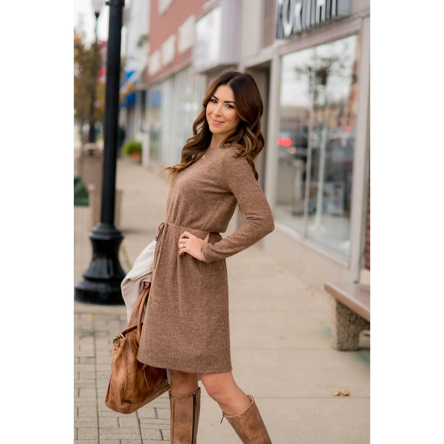 Simple Tie Sweater Dress