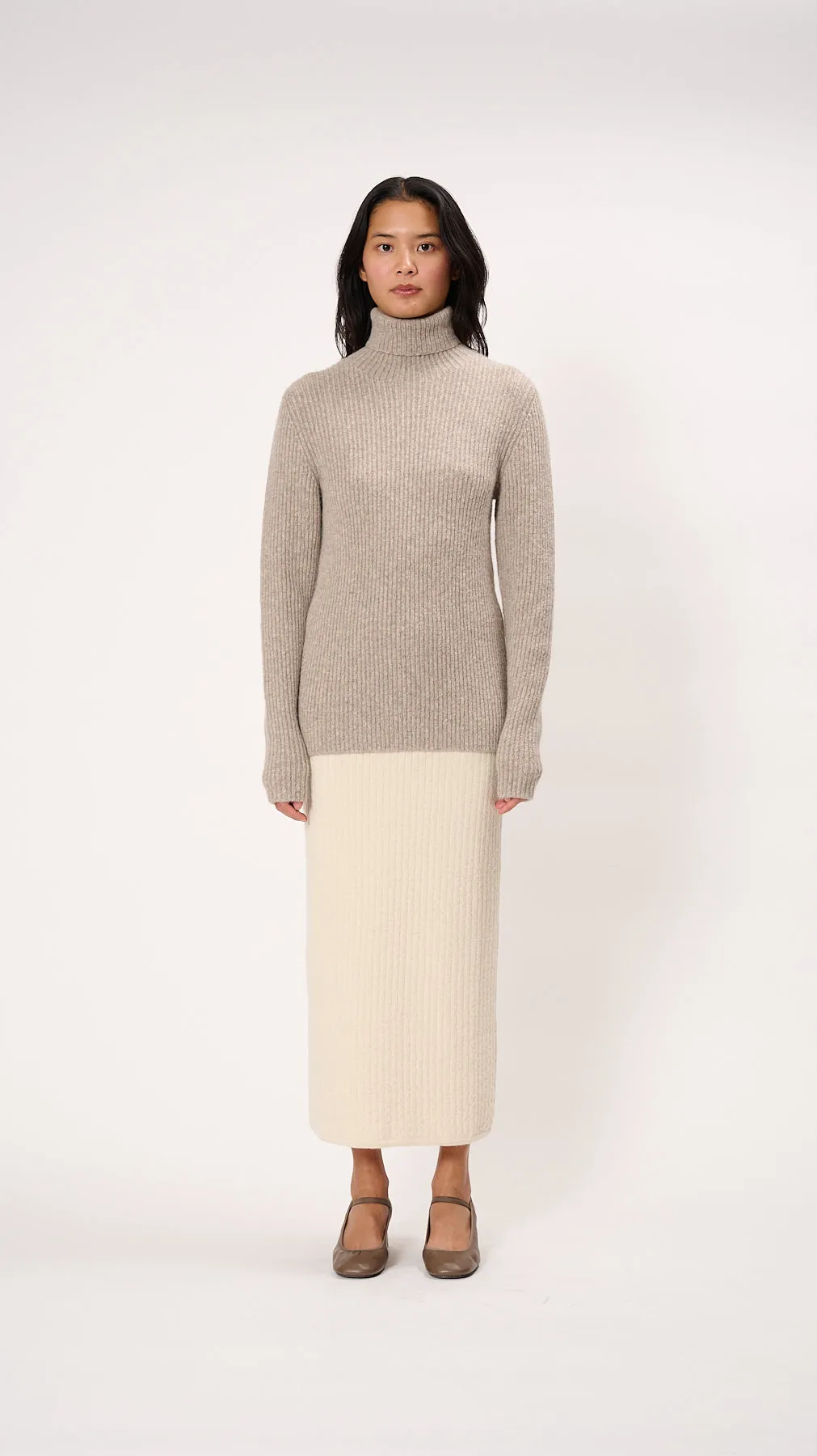 Soft Rib Turtleneck in Dust