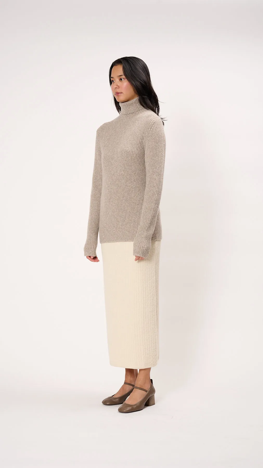 Soft Rib Turtleneck in Dust