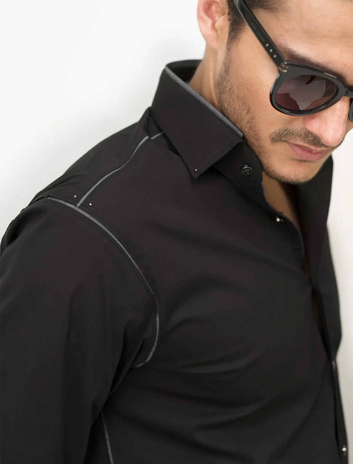 SOLID BLACK DESIGNER SHIRT