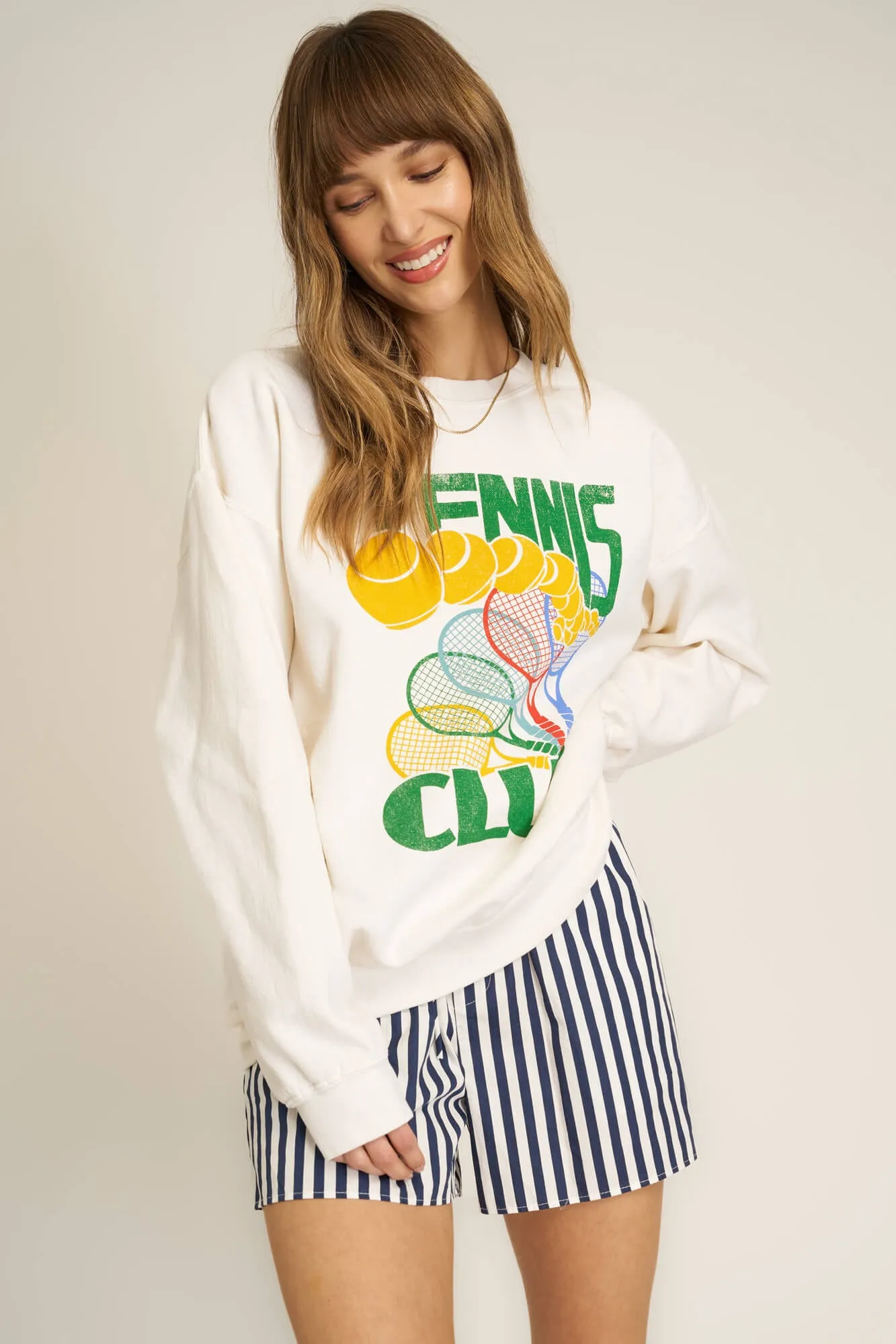 Tennis Club Oversized Sweatshirt - Snowflake