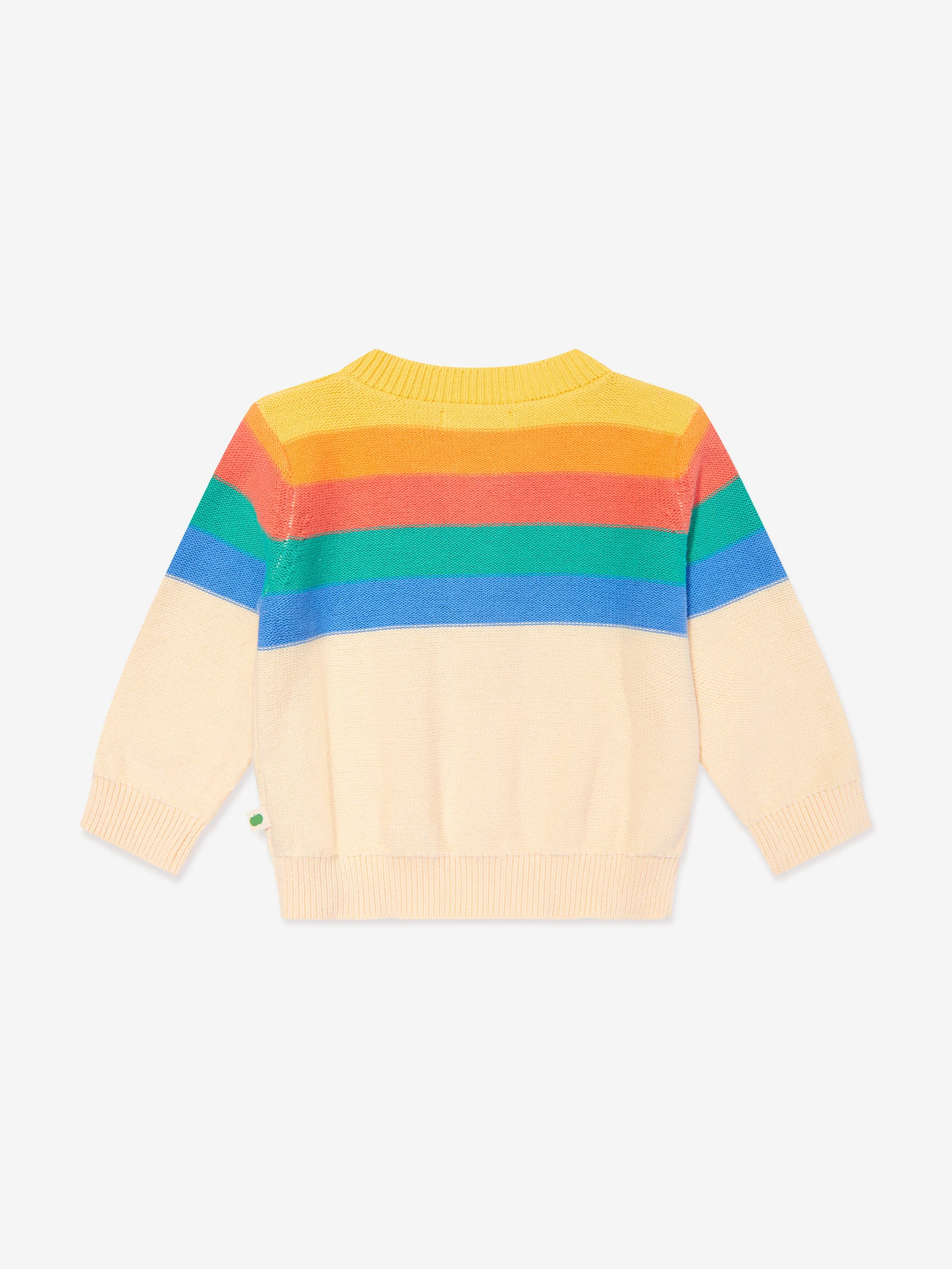 The Bonnie Mob Kids Barnacle Rainbow Striped Cardigan in Multicolour